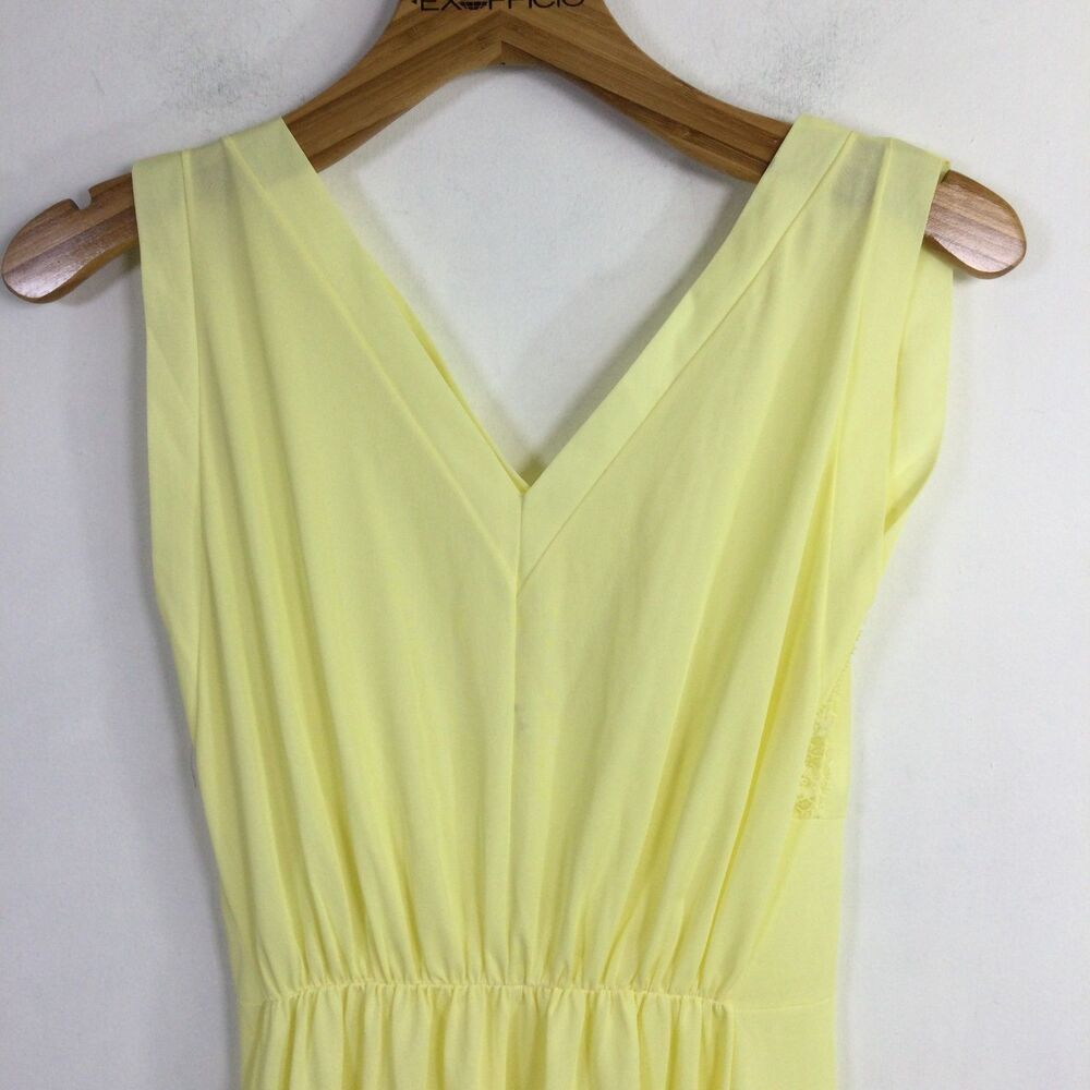 Lucy Larcom Womens Nightgown Maxi Dress V-Neck Sleeveless Pleated Yellow Size 36 - Picture 9 of 16